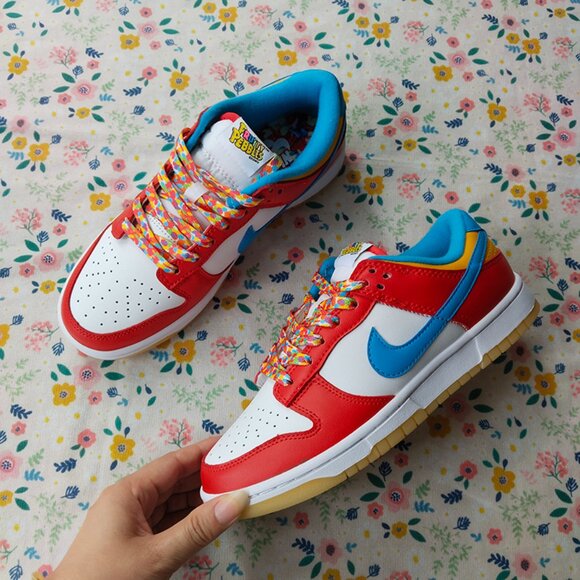 Nike Dunk Low LeBron James Fruity Pebbles Habanero Red Sneakers - Picture 1 of 6